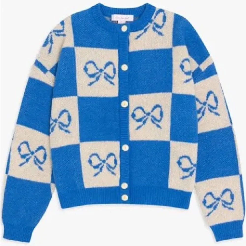 NWOT: Lisa Says Gah Blue and Cream Checkered Cardigan - Picture 7 of 14